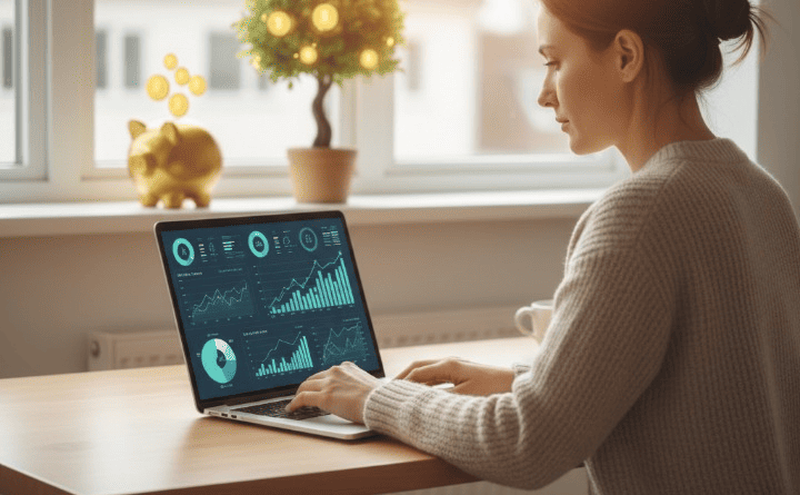 A self-employed individual confidently planning their financial future with a Solo 401(k), symbolizing smart retirement savings and investment strategies.