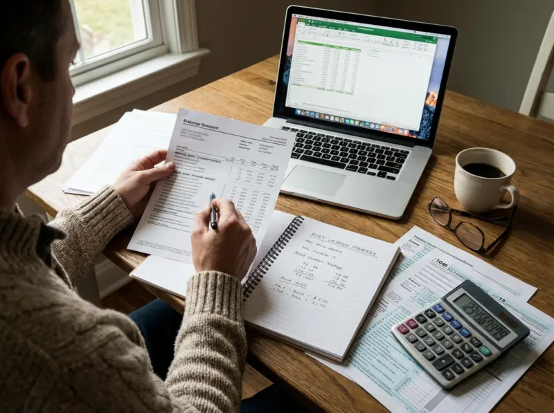 Visual diagram showing tax-inefficient assets placed in tax-advantaged accounts versus tax-efficient assets in taxable accounts, with Roth accounts designated for high-growth investments